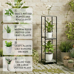 JEPRECO stand styled in living room with plants and decor creating vertical interest