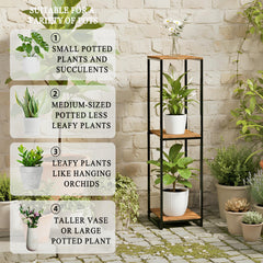 JEPRECO plant stand in living room with plants demonstrating space-saving benefit