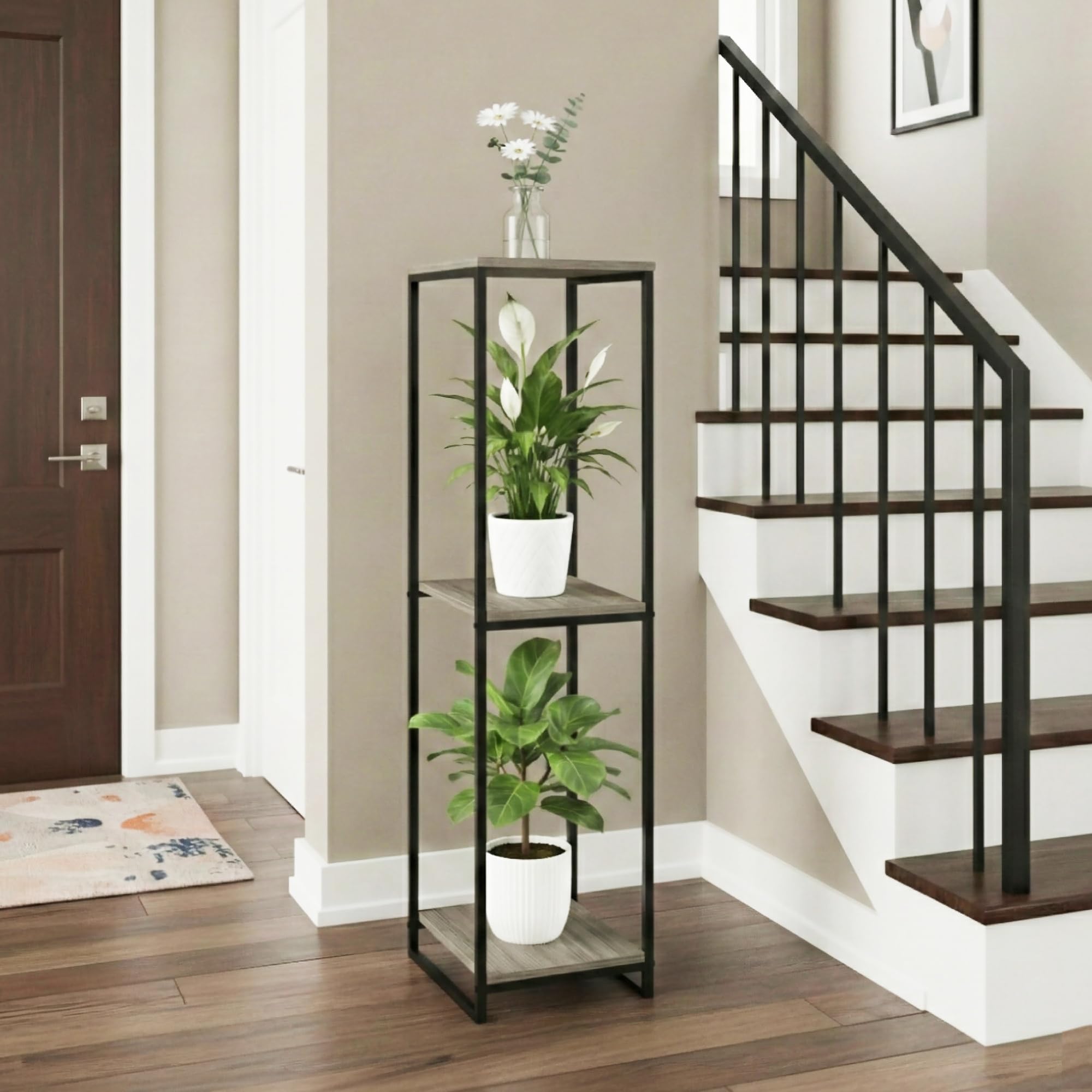 JEPRECO scale comparison with ceramic pots showing roomy shelves and safe weight capacity