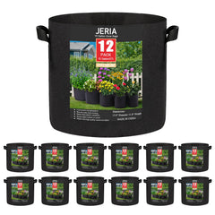 JERIA front view of 12-pack grow bags showing quantity and size benefits