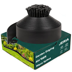 JERIA front view of rolled edging kit showing full length and spikes benefit clear borders