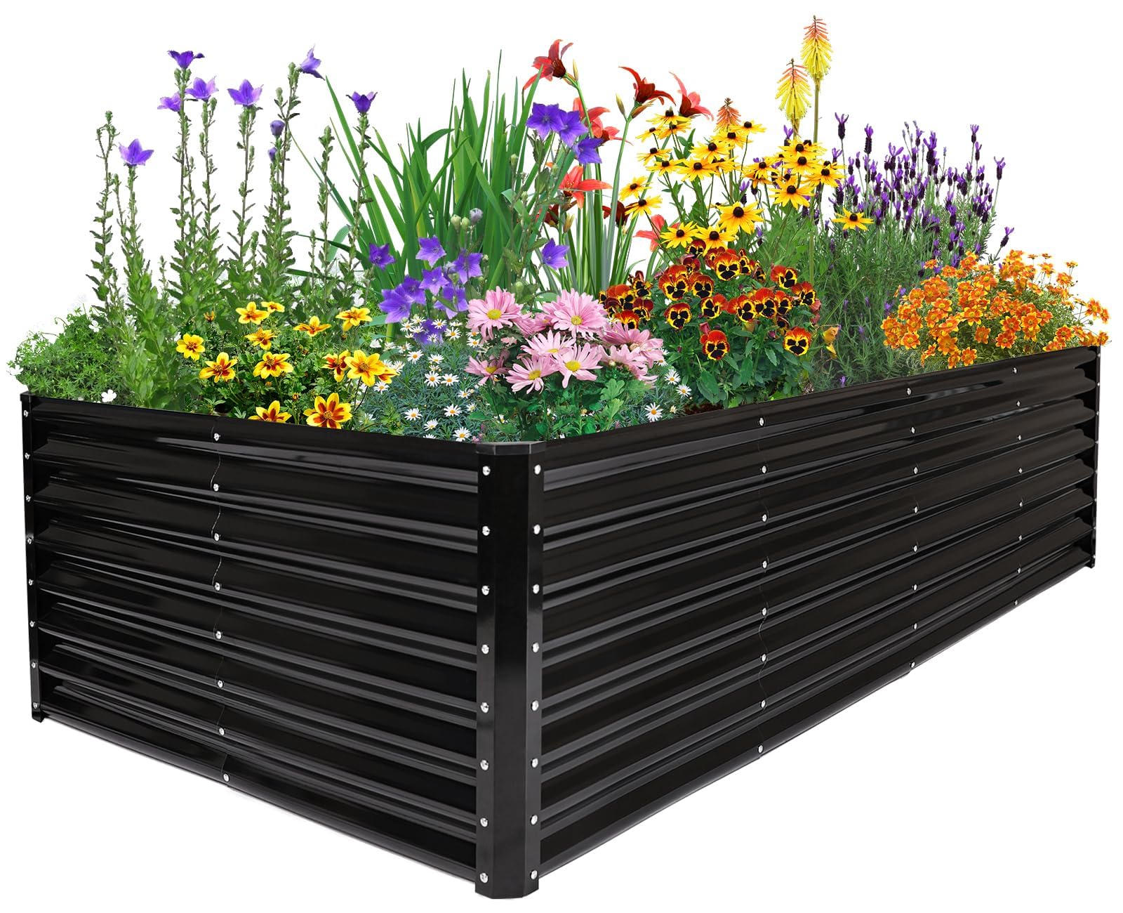 JERIA front view of assembled galvanized raised bed showing roomy planting area and durability