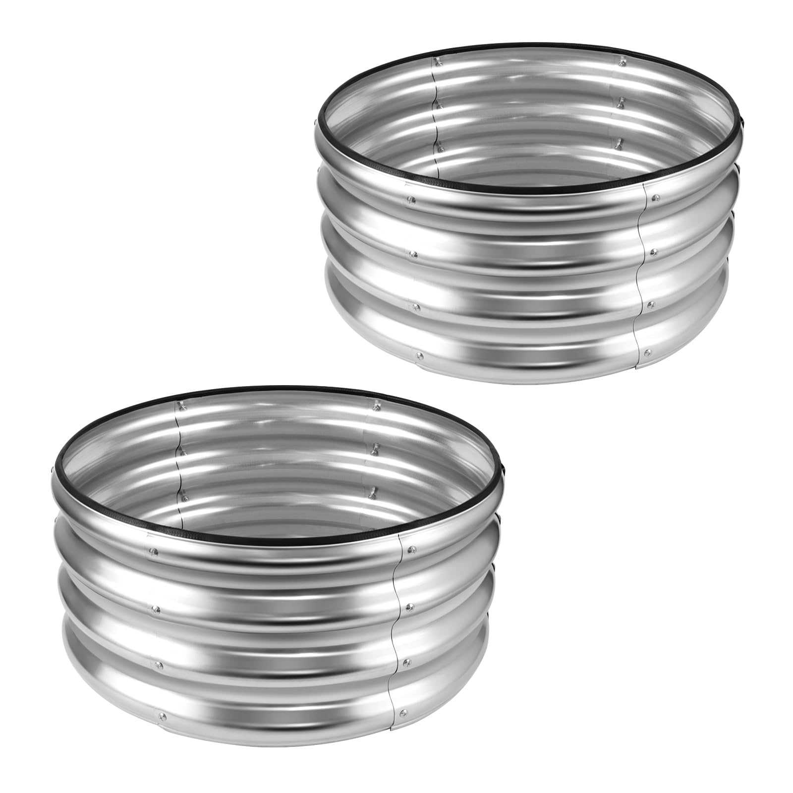 JERIA front view of two galvanized planter boxes showing compact space and durability