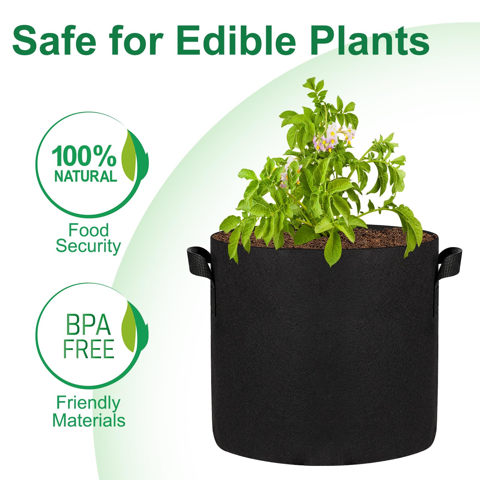 JERIA grow bag beside a 1-gallon pot showing true 15-gallon capacity