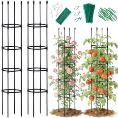 Jesosia front view showing two assembled cages and tidy garden support