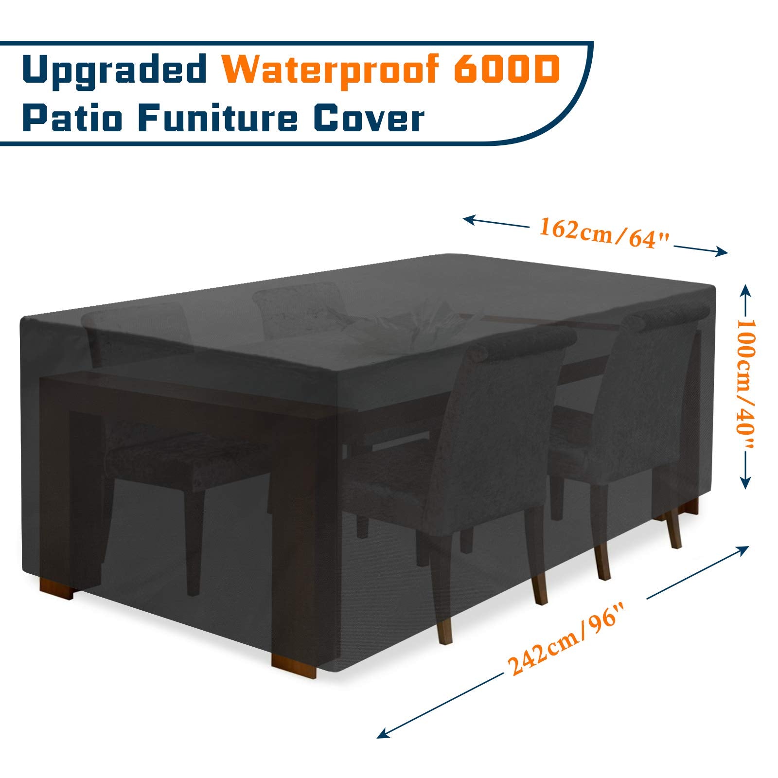 JESTOP covered patio in lifestyle setting protecting table and chairs outdoors