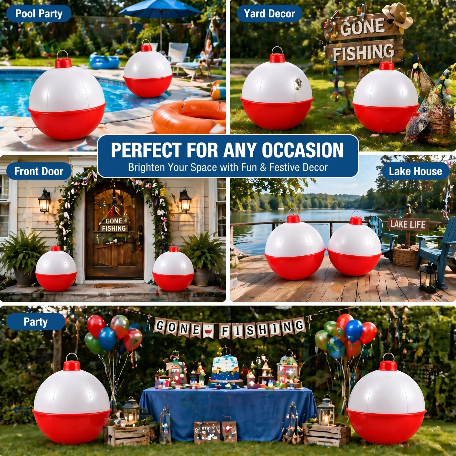 Jetec bobber floating in a pool highlighting easy water-friendly decoration use