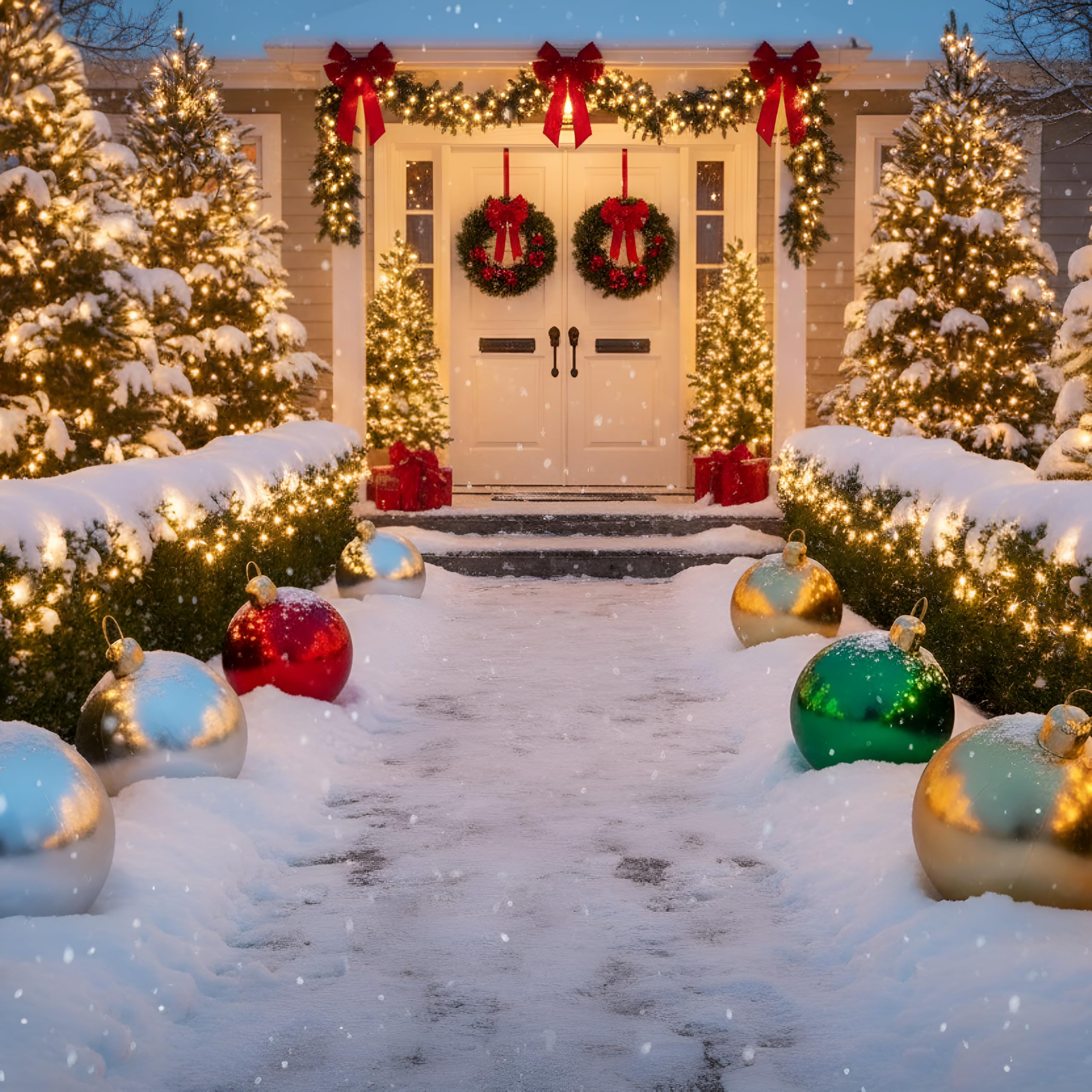 Jetec clustered ornaments along driveway creating eye-catching holiday guidance
