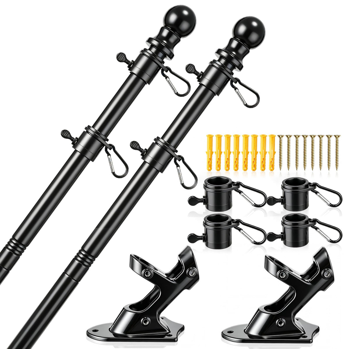 Jetec front-mounted black pole showing stable porch display benefit