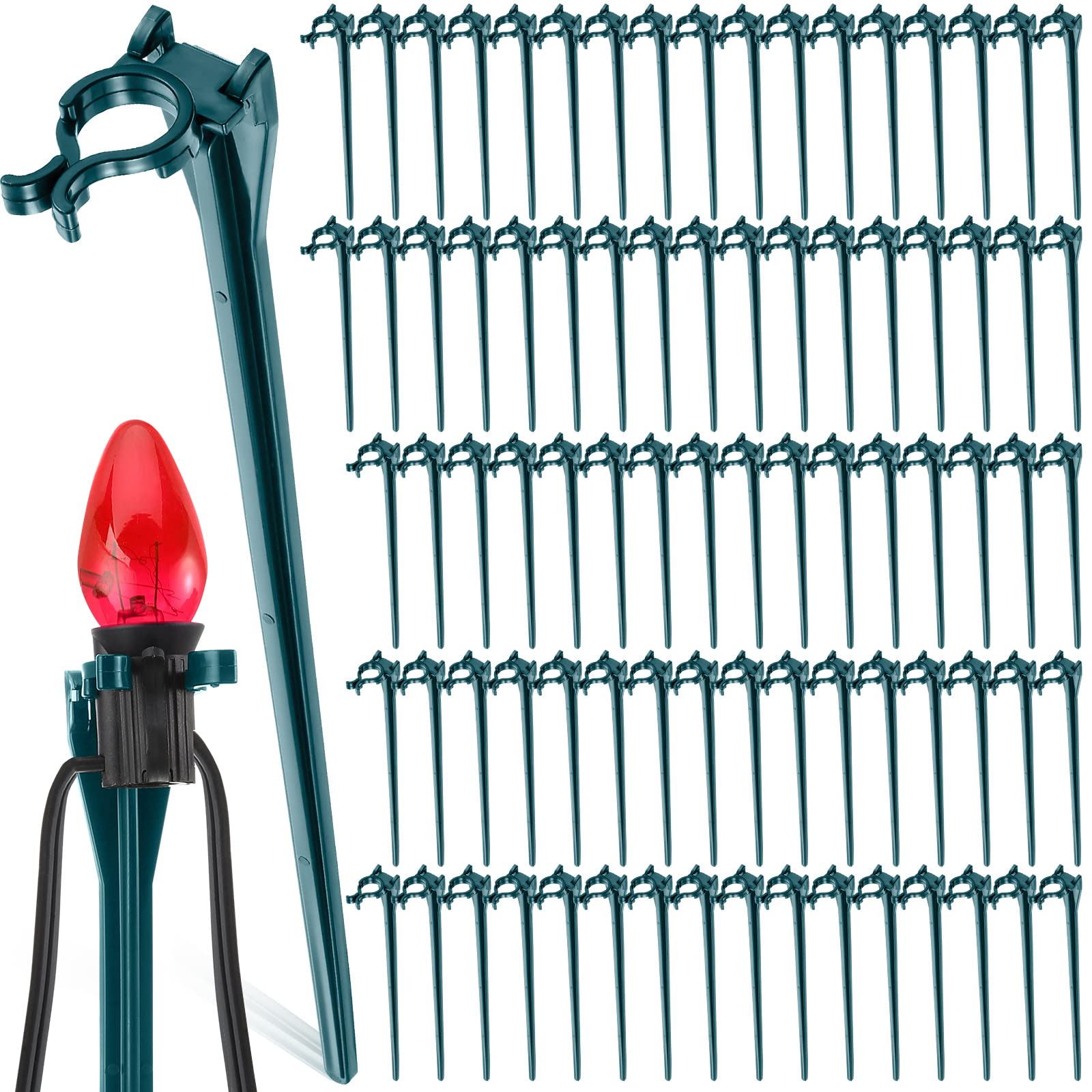 Jetec front pack of 120 green stakes, quick holiday setup