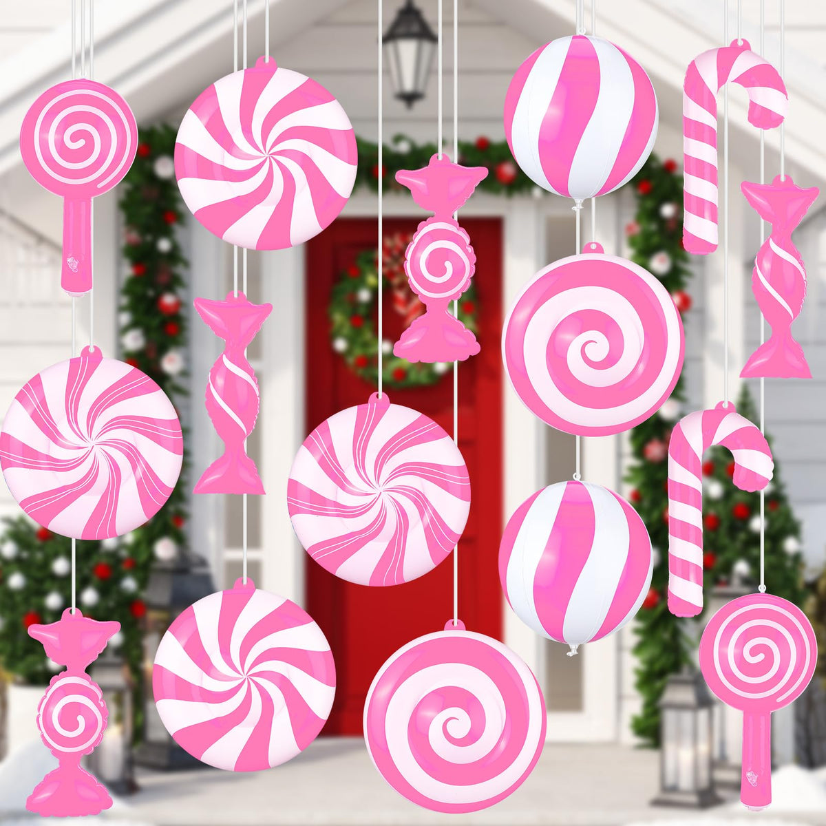 Jetec front packaging display showing 16 red pink ornaments and bright holiday impact