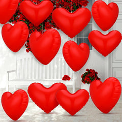 Jetec front view of 12-pack red inflatable hearts showing contents and color benefit