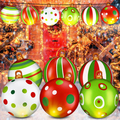 Jetec front view of 24-inch inflatable Christmas ball showing festive design and LED glow for eye-catching curb appeal