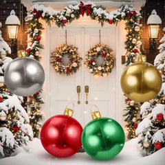 Jetec front view of four 17-inch glitter outdoor ornaments, enhances curb appeal