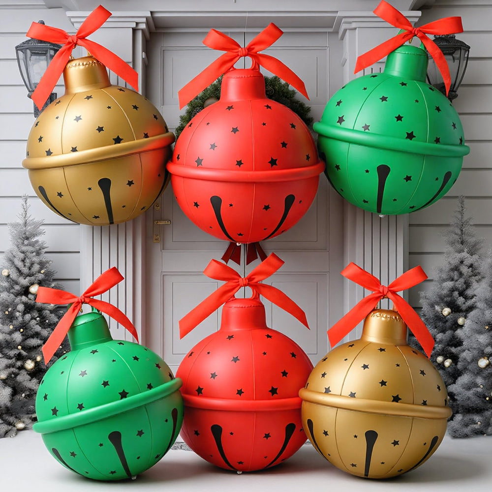 Jetec front view of six 24 inch jingle bells showing festive curb appeal