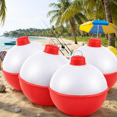 Jetec front view of four red white bobbers showing bold party impact