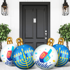 Jetec front view of blue-white Hanukkah inflatable showing festive design benefits visibility
