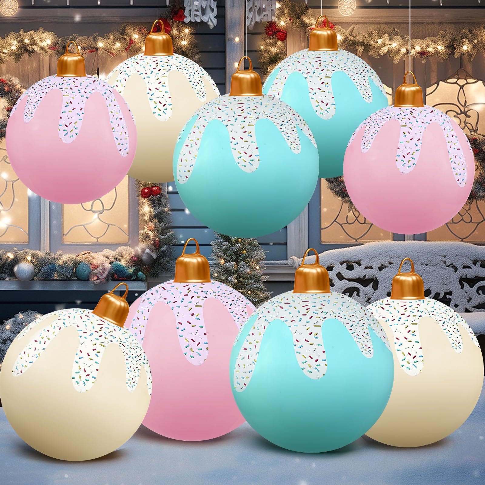 Jetec front view of six pastel inflatable balls showing festive colors and easy setup