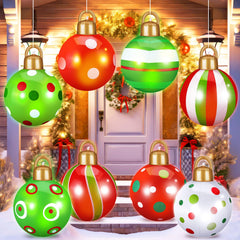Jetec front view of all eight inflatable balls showing colorful festive designs and easy hanging