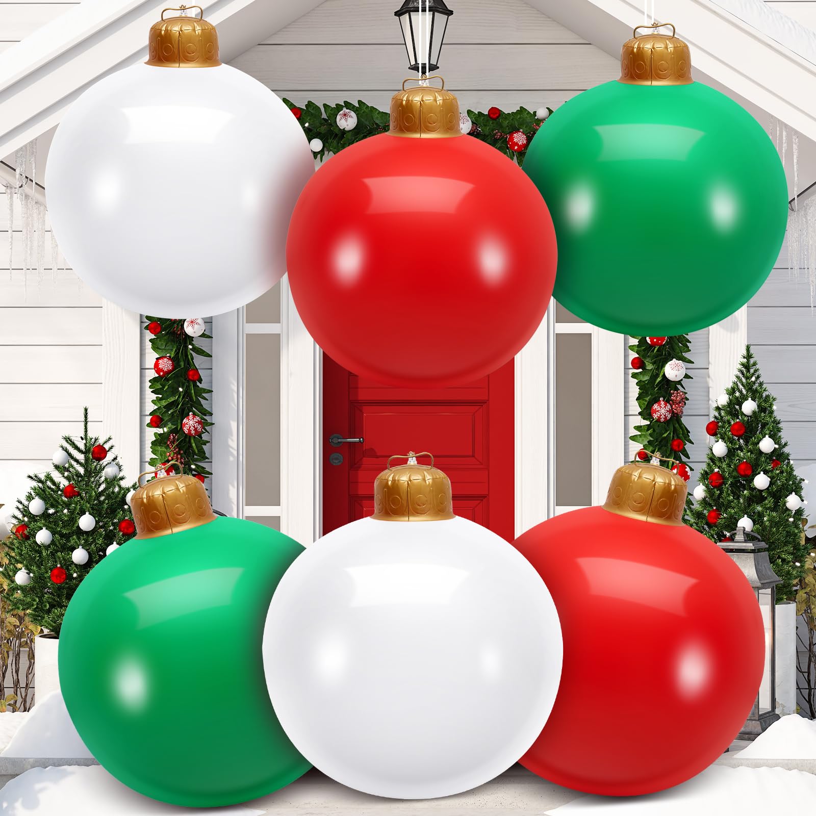 Jetec front view of six 24-inch inflatable balls—instant holiday curb appeal