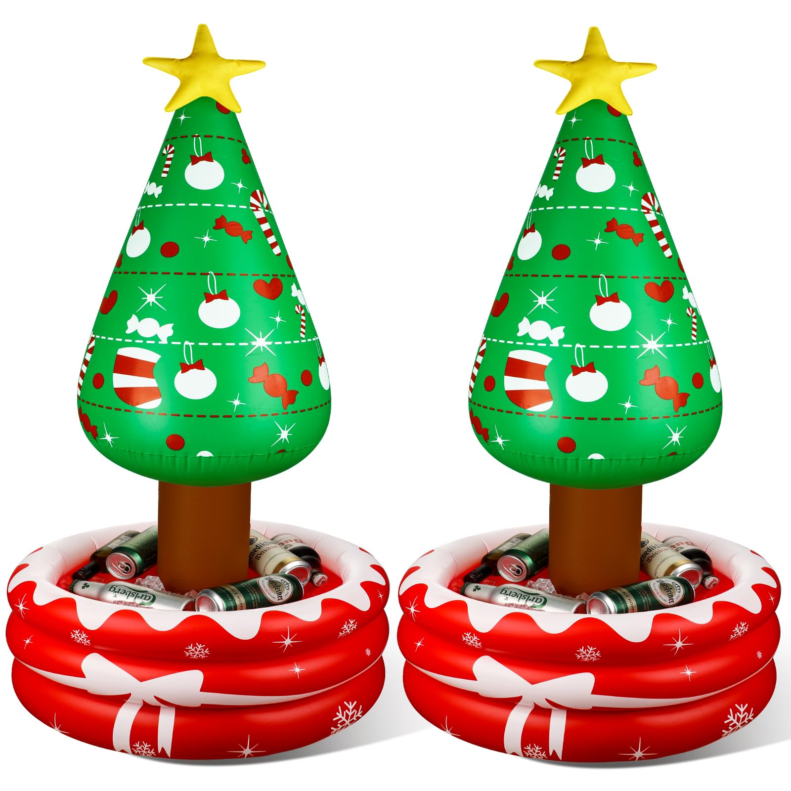 Jetec front view of inflatable tree cooler showing festive design and easy access