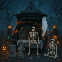 Jetec front view trunk display showing tombstones and skeleton for instant curb appeal