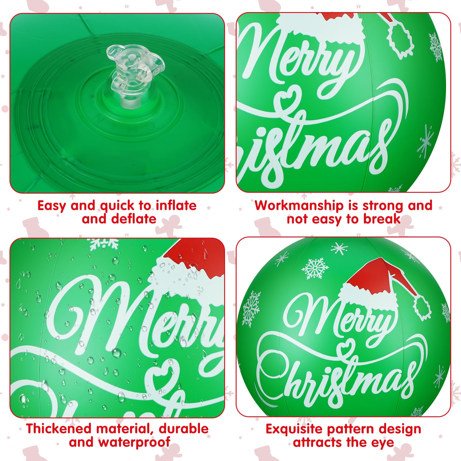 Jetec inflatable ball hanging from a porch eave for instant festive curb appeal