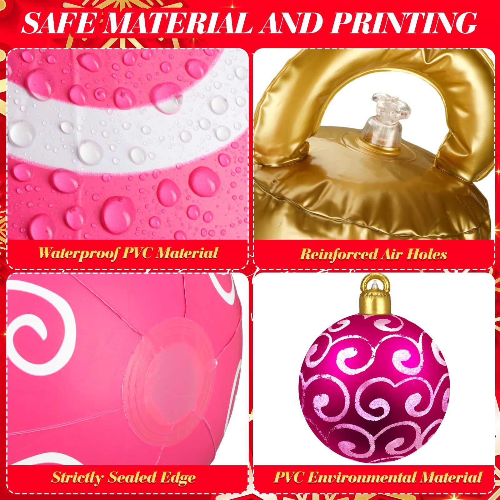 Jetec ornaments hung on a Christmas tree adding bright, large-scale decoration