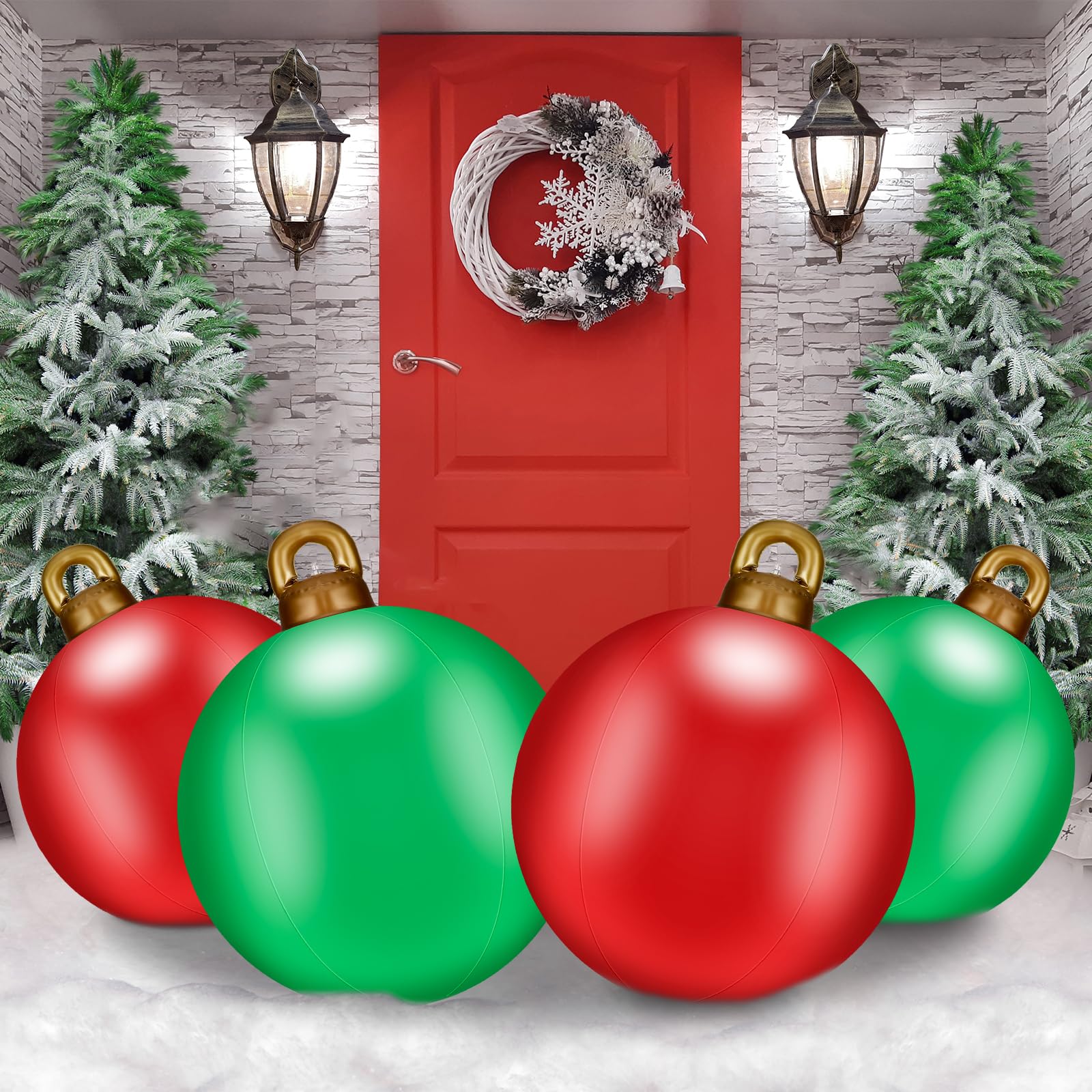 Jetec front view of giant inflatable Christmas ball showing vivid colors and festive print - quick holiday impact
