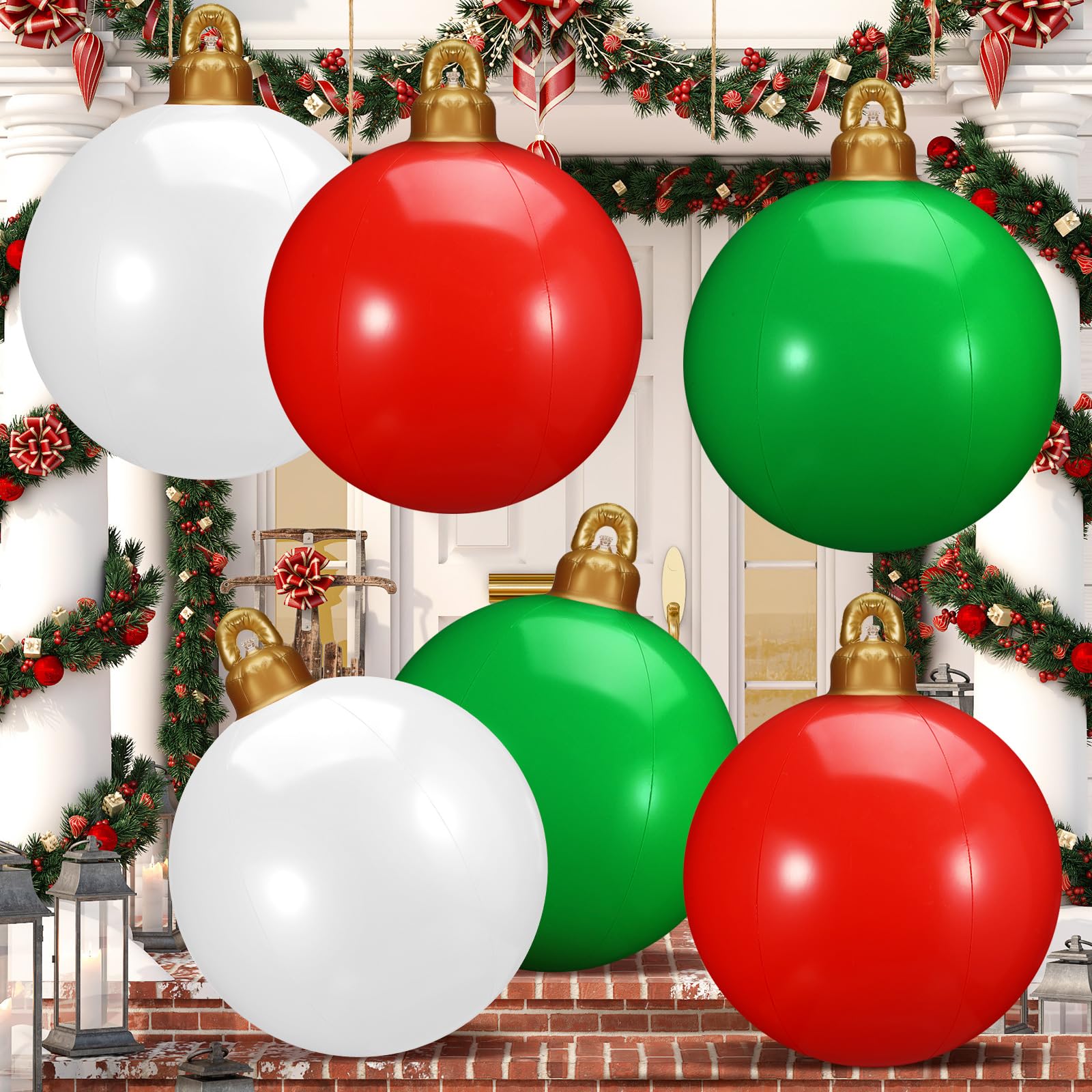 Jetec inflated balls in yard creating bold curb appeal and easy festive impact