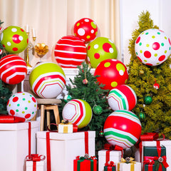 Jetec inflated balls arranged on lawn creating an instant holiday yard display