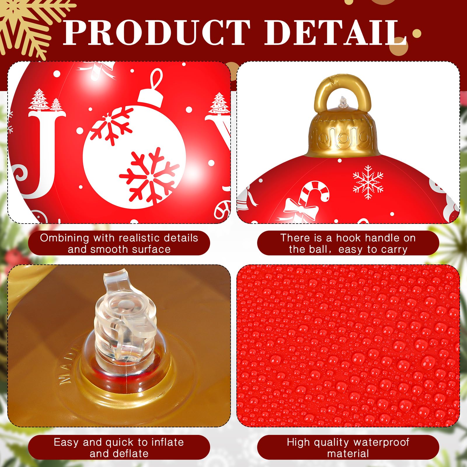 Jetec inflated ornaments placed on lawn creating an instant festive focal point