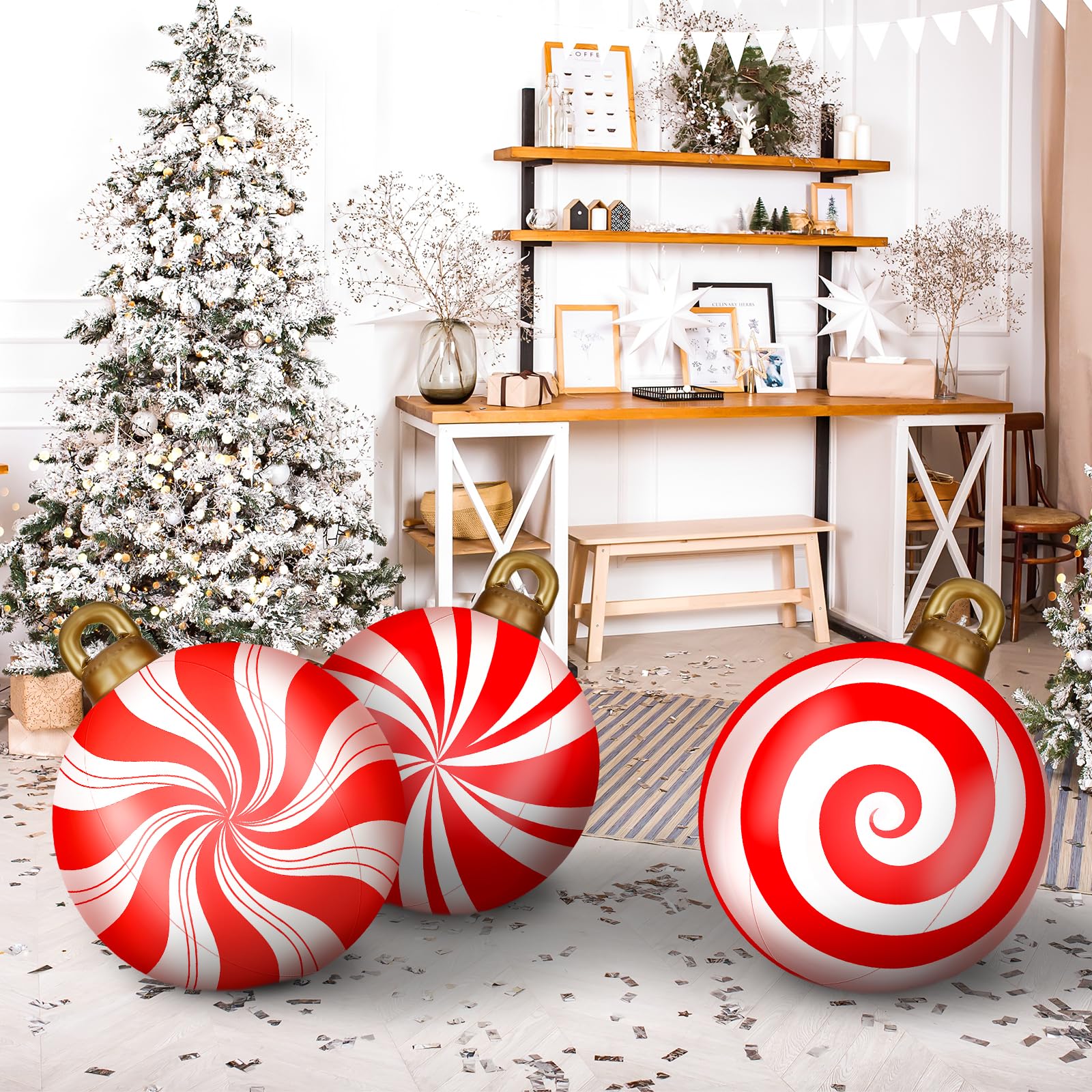 Jetec inflated ball on a porch creating instant holiday curb appeal and welcoming entrance