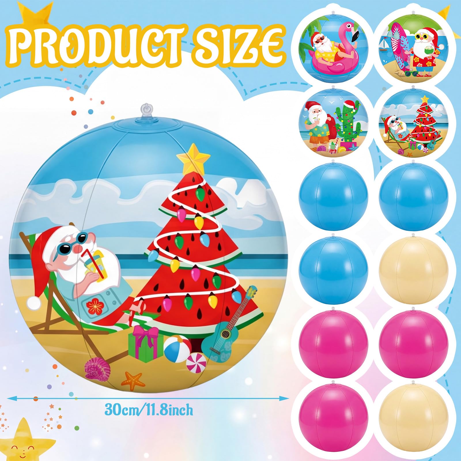 Jetec inflated ball with Santa print offering playful holiday-themed atmosphere