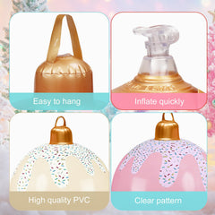Jetec inflated balls on Christmas tree adding colorful seasonal accents outdoors