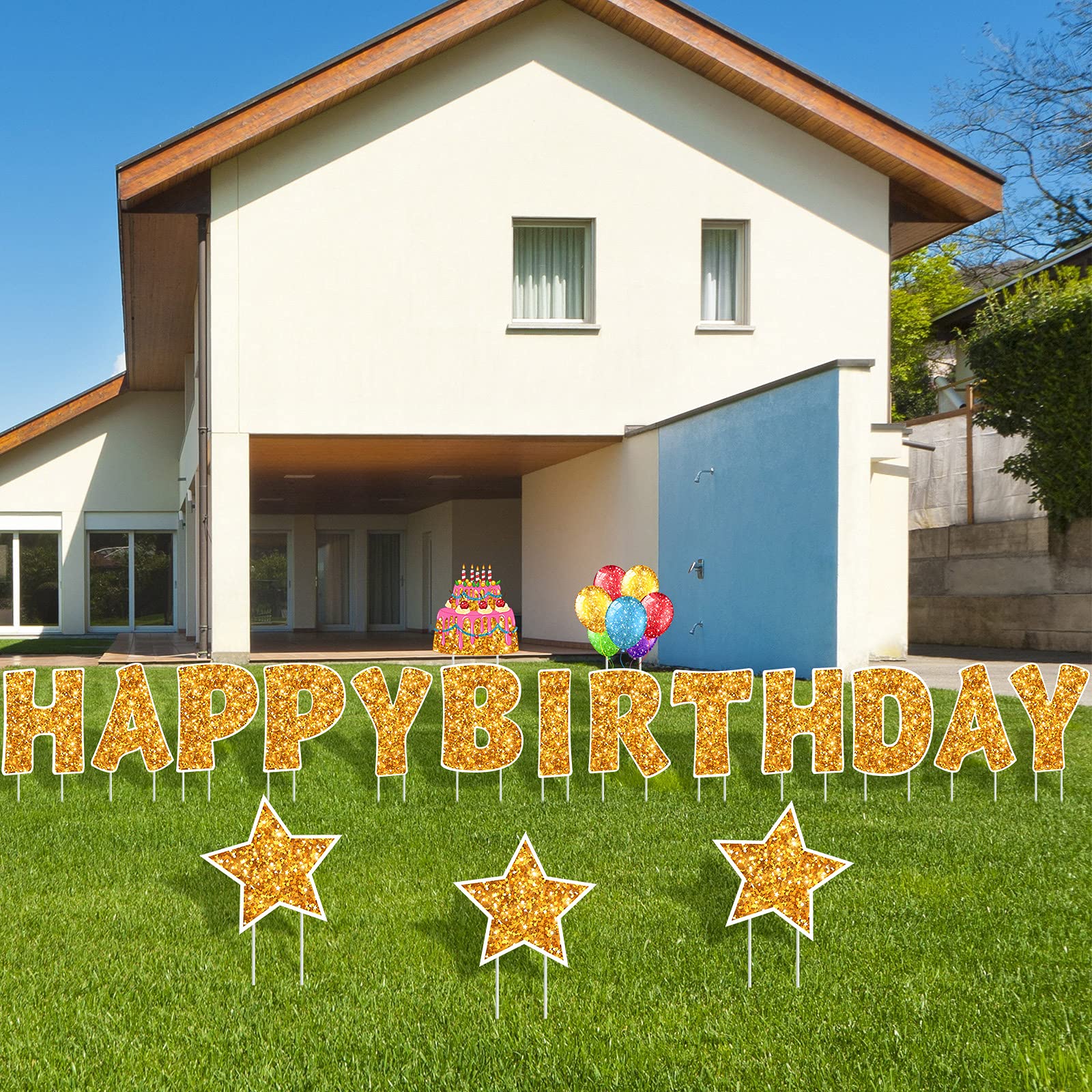 Jetec wide lawn display of signs arranged across a yard for eye-catching curb decor