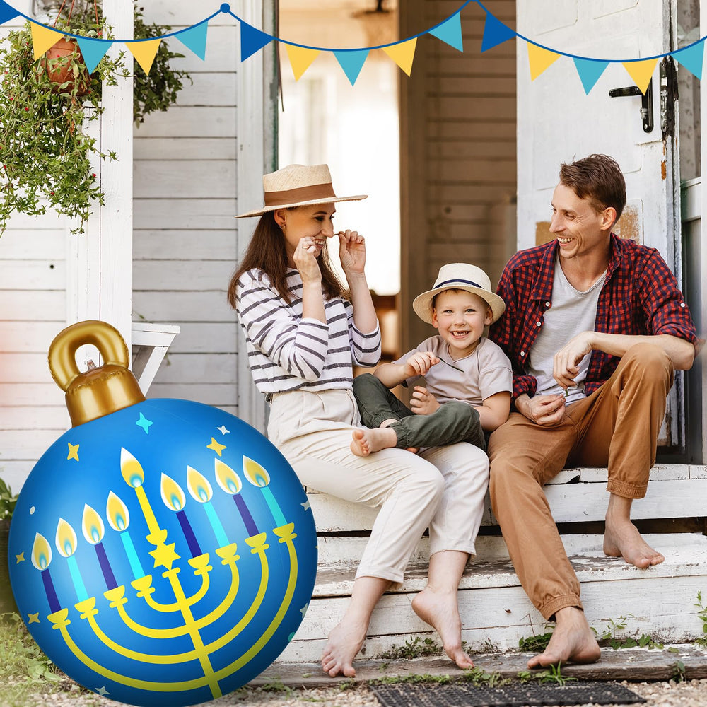 Jetec evening display of inflatables adding welcoming Hanukkah ambiance outdoors