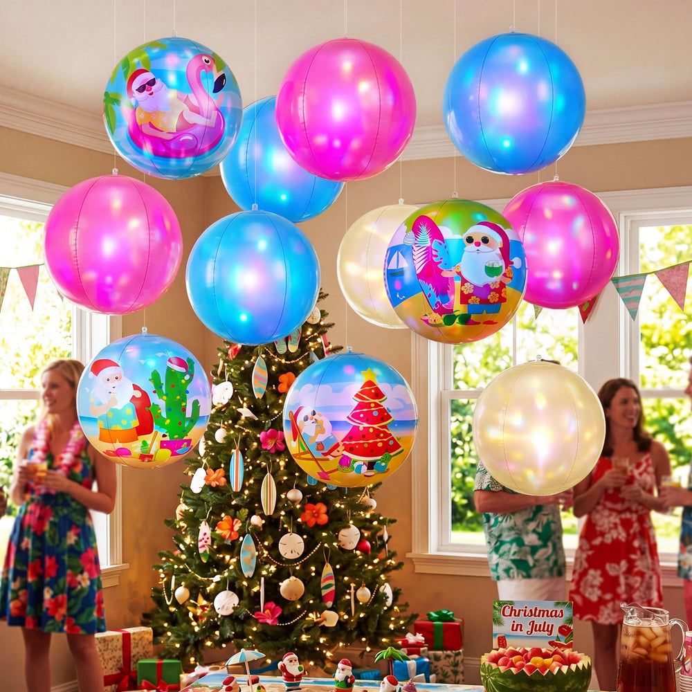 Jetec balls hung from a tree giving outdoor event-ready ambiance and color