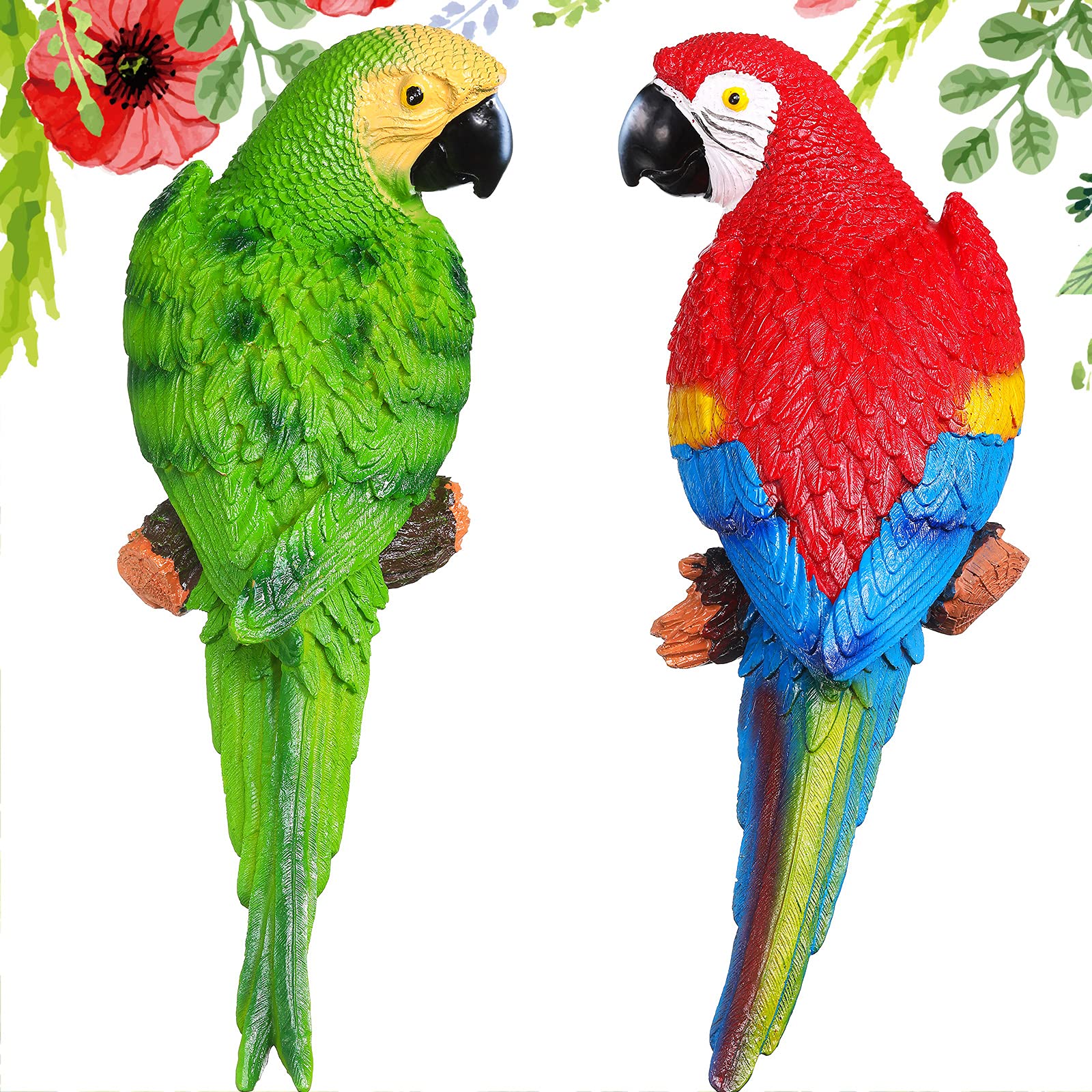 Jetec parrot front view showing vibrant colors and realistic look for instant tropical style