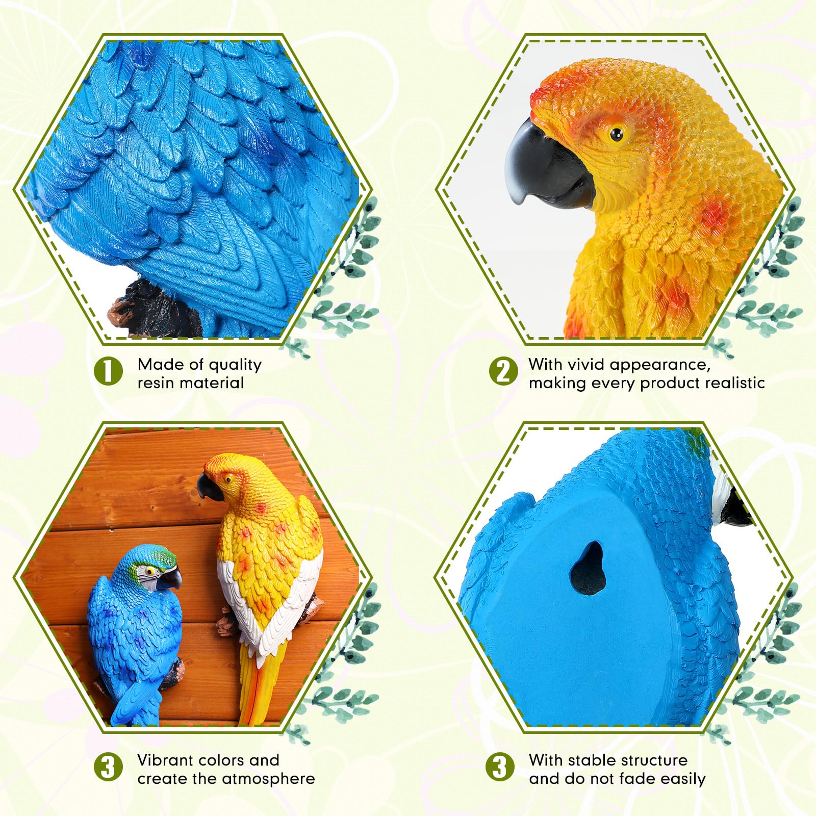 Jetec parrot hollow abdomen with hanging hole for easy mounting benefit