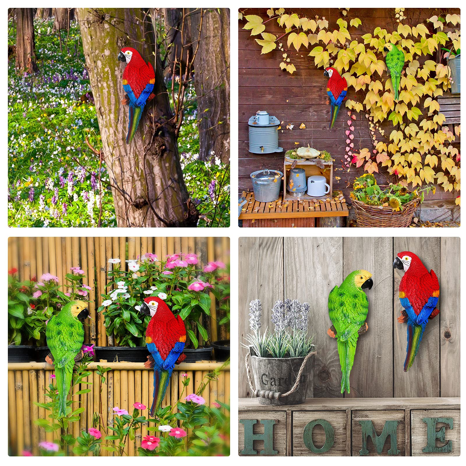 Jetec parrot perched on patio table giving tropical accent and party-ready look