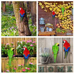 Jetec parrot perched on patio table giving tropical accent and party-ready look