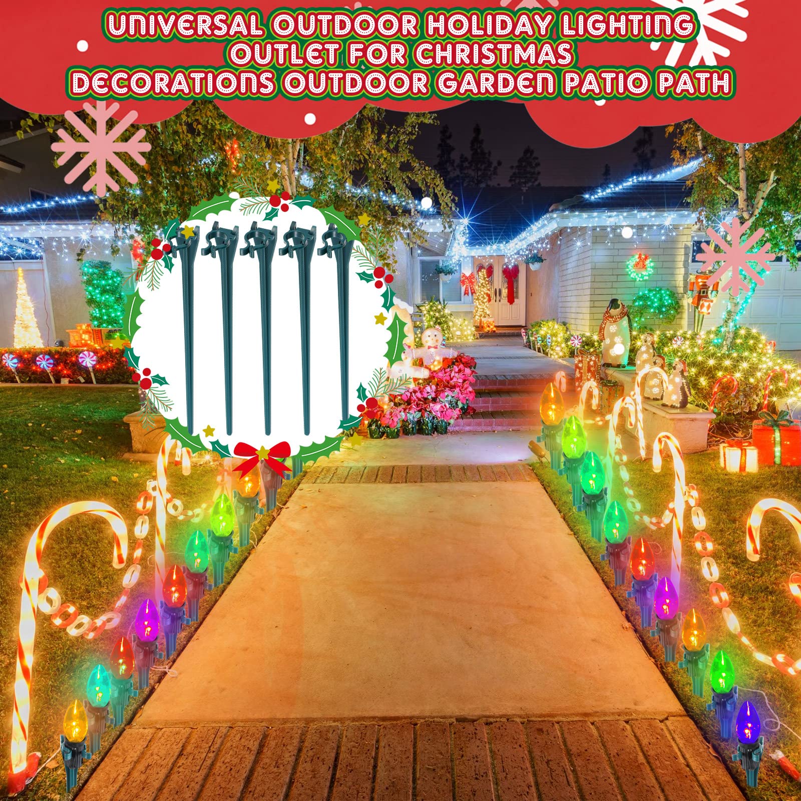 Jetec stake inserted in lawn demonstrating stable outdoor support for lights