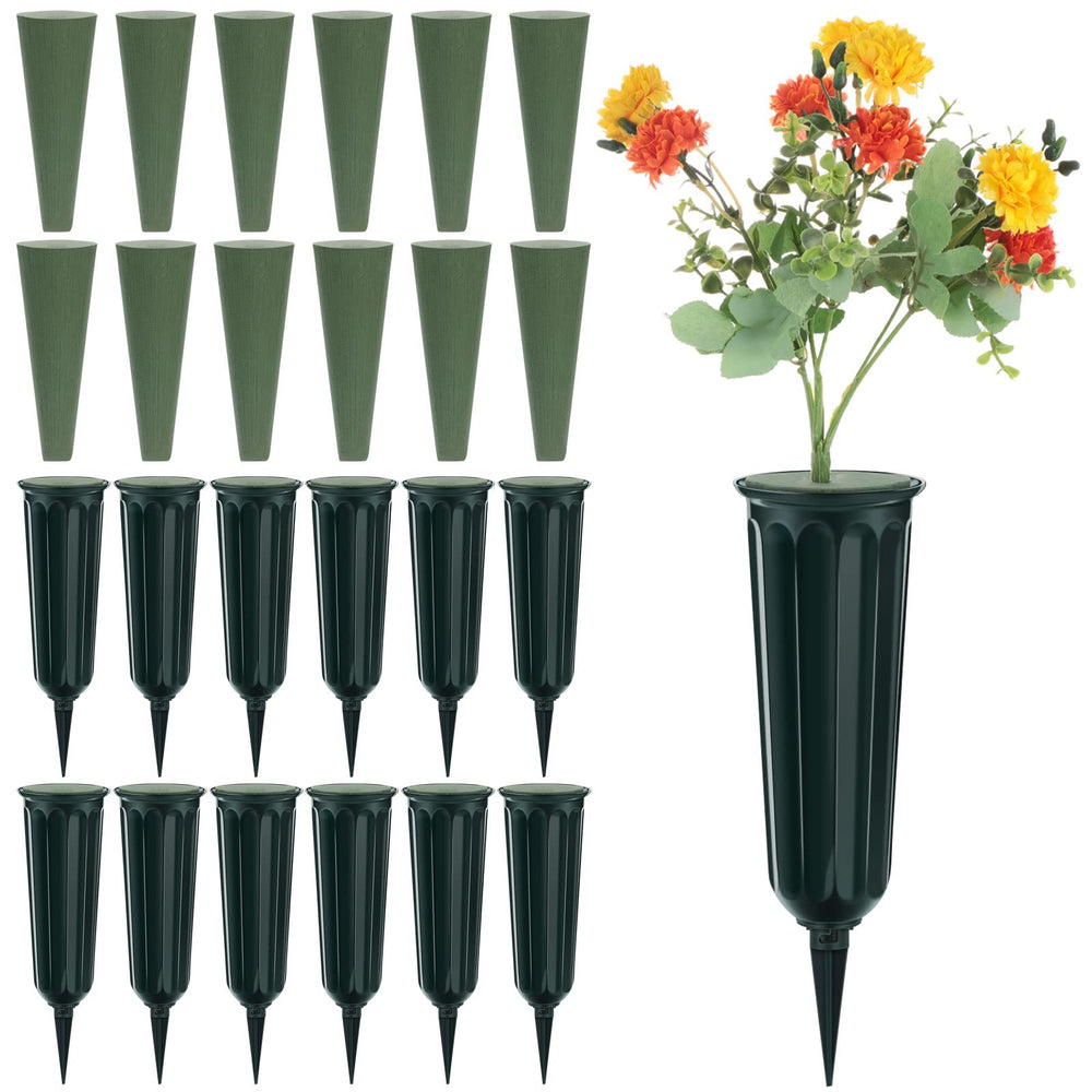 Jetec front view of cemetery vase showing upright neat display benefit