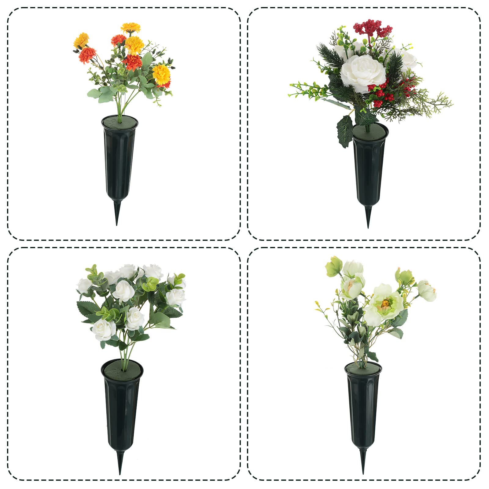 Jetec vase placed at gravesite demonstrating tidy memorial display benefit