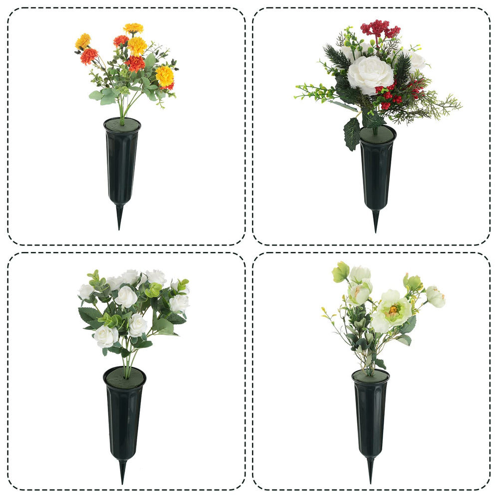 Jetec vase placed at gravesite demonstrating tidy memorial display benefit