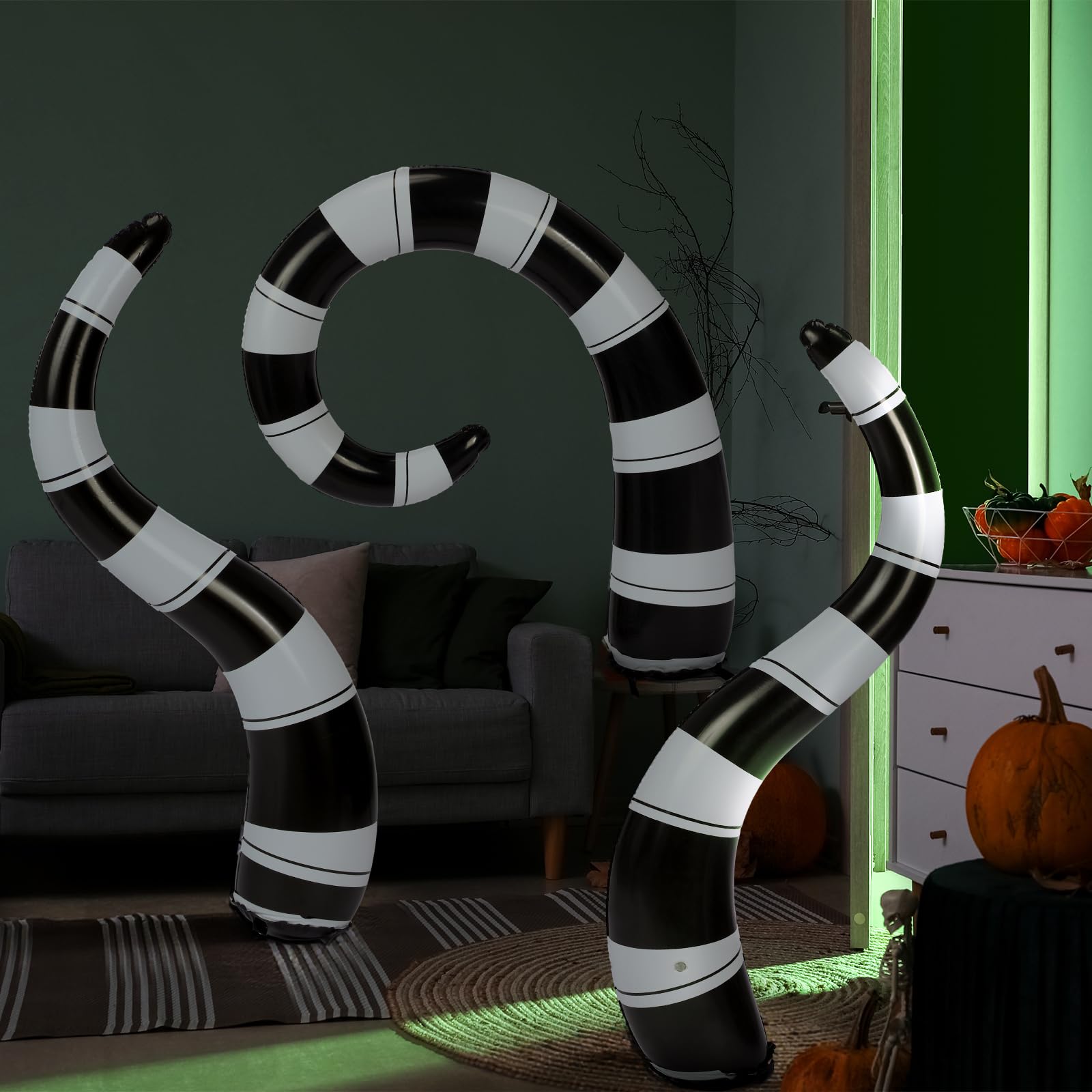 Jetec worms on patio with pumpkins creating playful Halloween scene