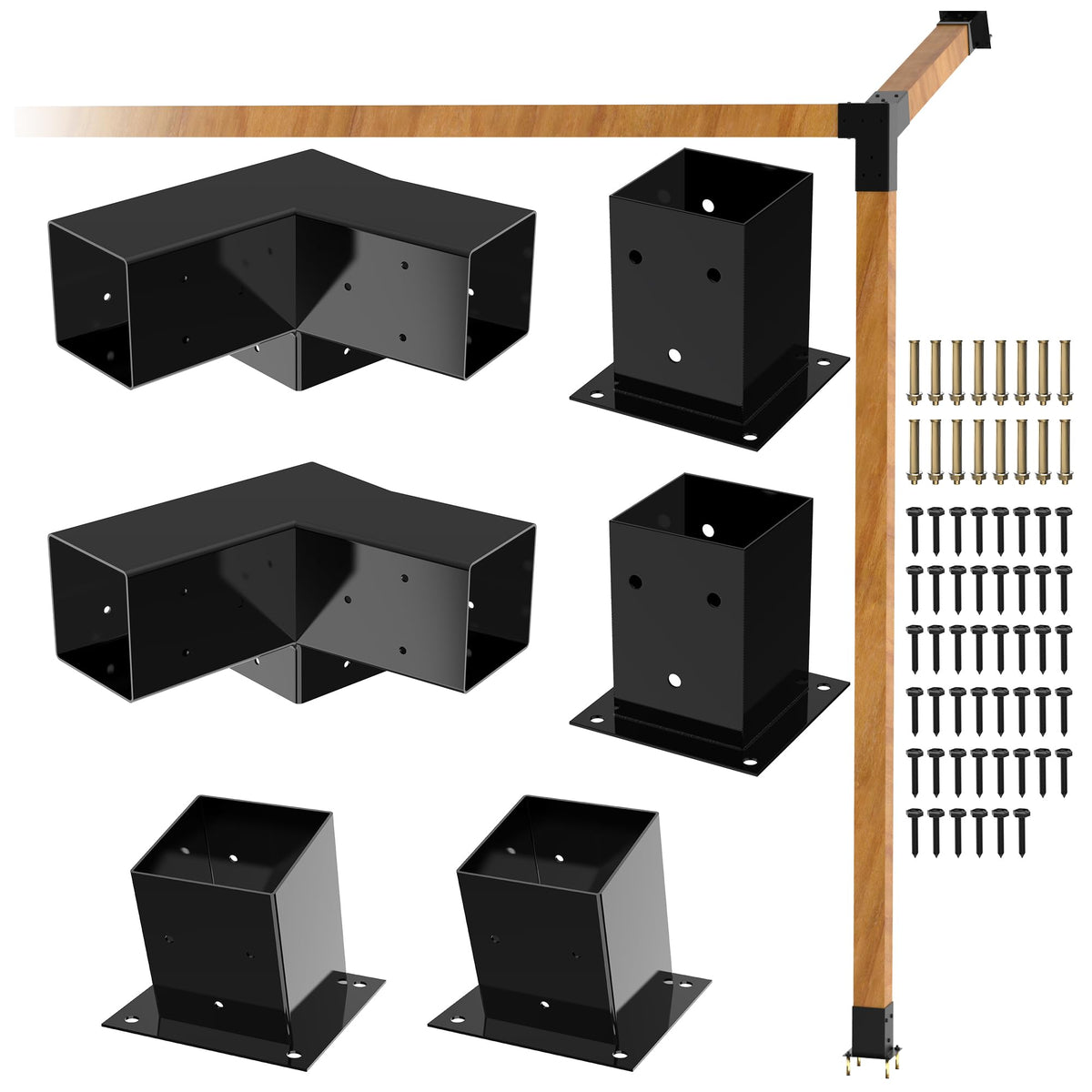 JEXALINE front view of bracket kit showing all included parts and packaging benefit