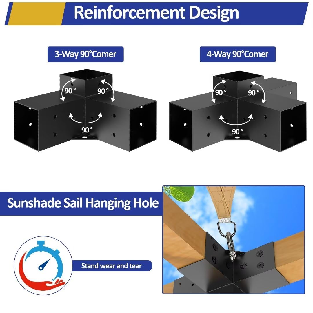 JEXALINE bracket beside a 4x4 post showing scale and precise fit for stable anchoring