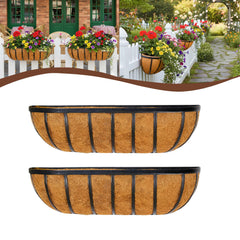 JFFLYIT front view of 36-inch railing planter showing roomy capacity and farmhouse style